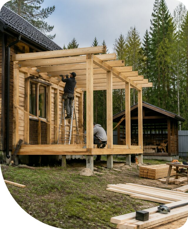 Строительство пристроек и построек на участке в Железнодорожном