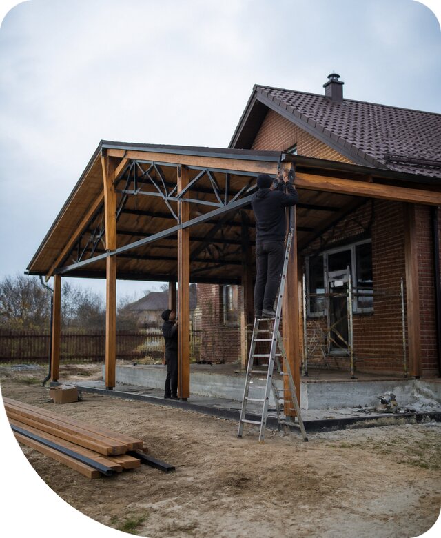 Пристройка навеса к дому и участку в Железнодорожном под ключ